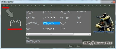Примеры символьных ников